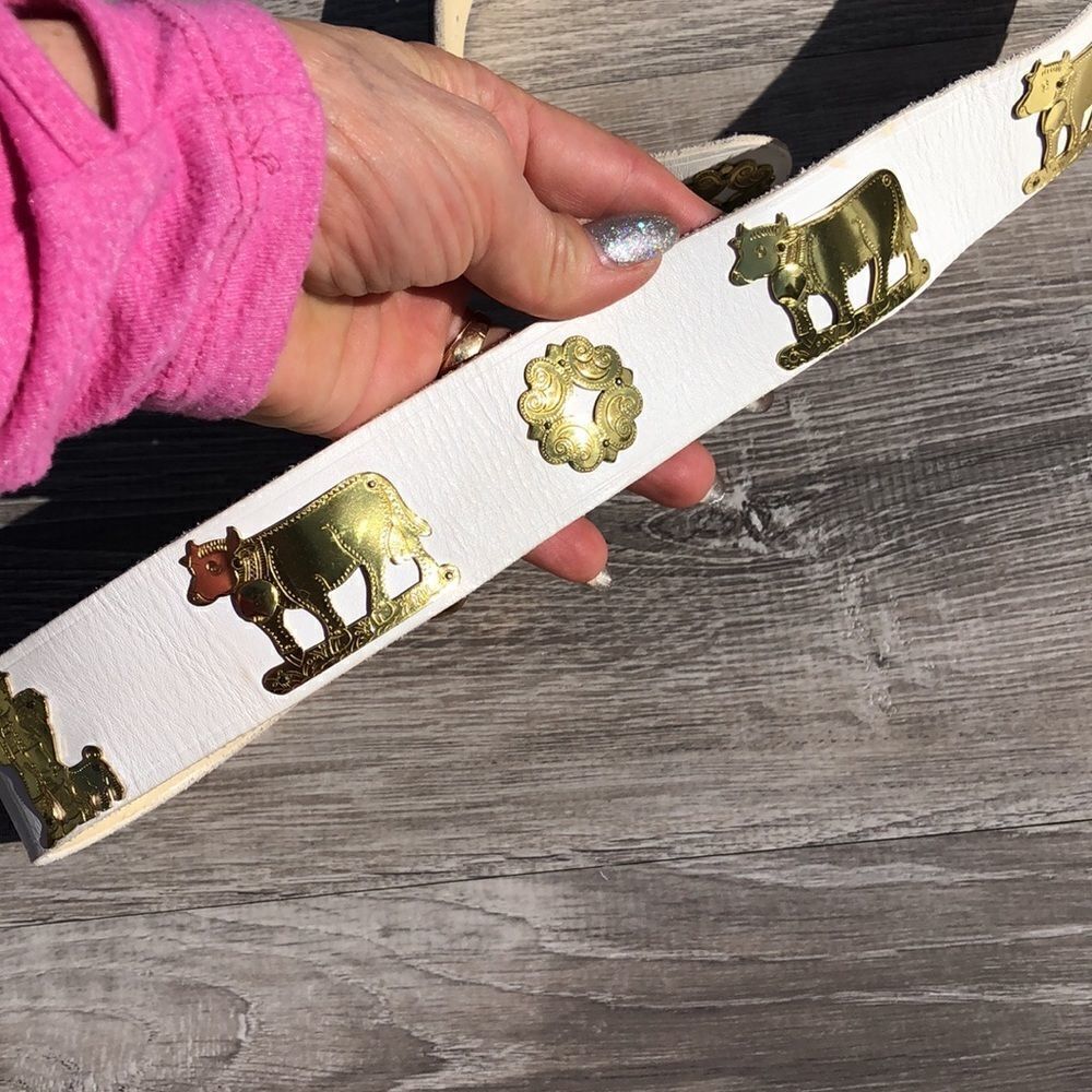 White gold detailing fashion belt - Picture 2 of 5